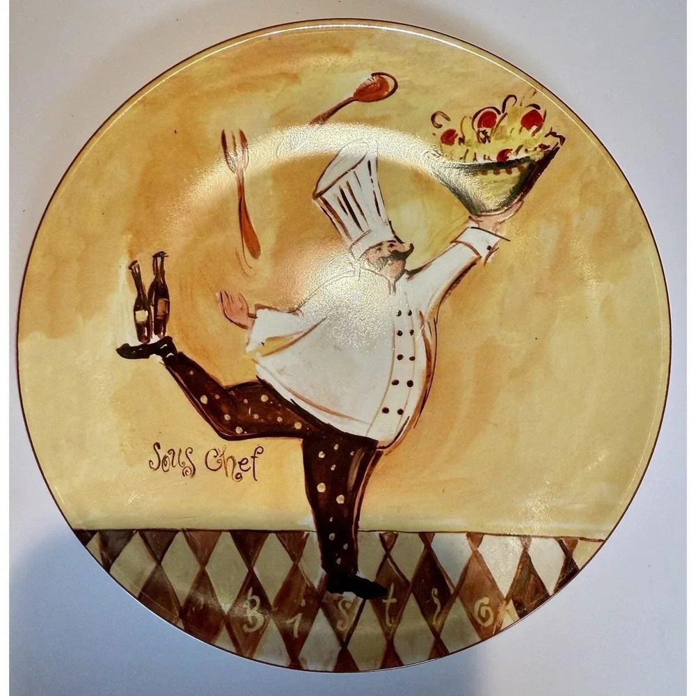 Set of 4 Oneida Jennifer Sosik Chef Capades Stoneware salad dessert plates 8.25